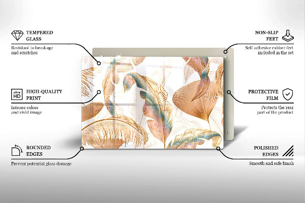 Protection pour plaque de cuisson Plumes et feuilles de bohème