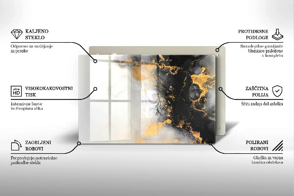 Protection pour plaque de cuisson Abstraction avec de l'or