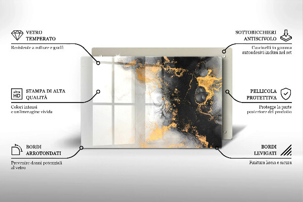 Protection pour plaque de cuisson Abstraction avec de l'or