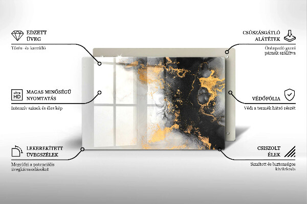 Protection pour plaque de cuisson Abstraction avec de l'or