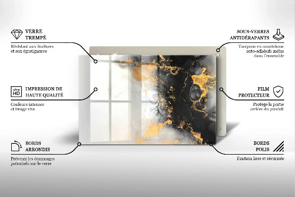 Protection pour plaque de cuisson Abstraction avec de l'or