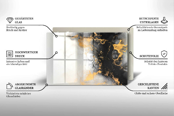 Protection pour plaque de cuisson Abstraction avec de l'or