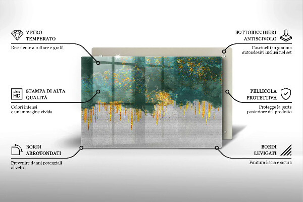 Protection pour plaque de cuisson Abstraction avec de l'or