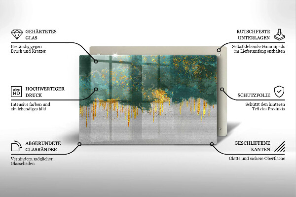 Protection pour plaque de cuisson Abstraction avec de l'or