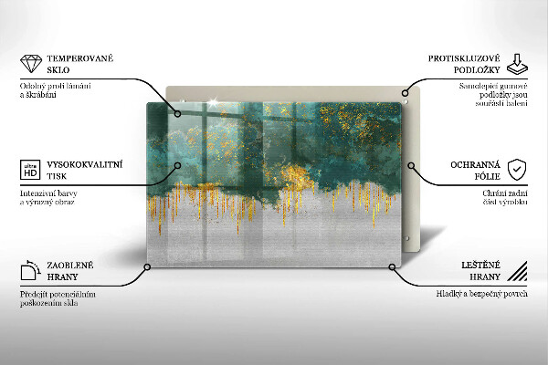 Protection pour plaque de cuisson Abstraction avec de l'or
