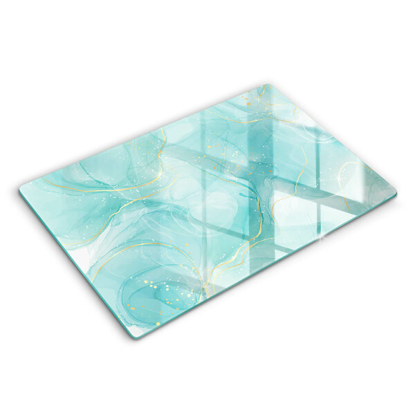 Protection pour plaque de cuisson Abstraction bleue et dorée