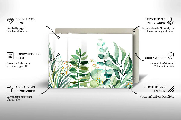 Protège plaque de cuisson Illustration de feuilles de plantes