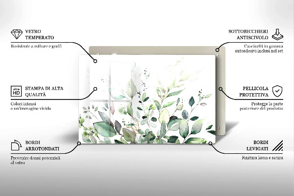 Protège plaque de cuisson Plantes aquarelles