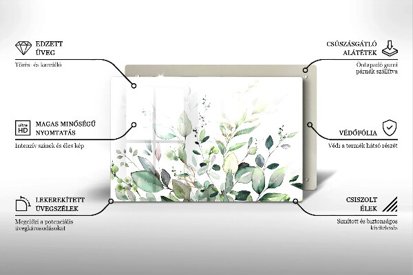Protège plaque de cuisson Plantes aquarelles