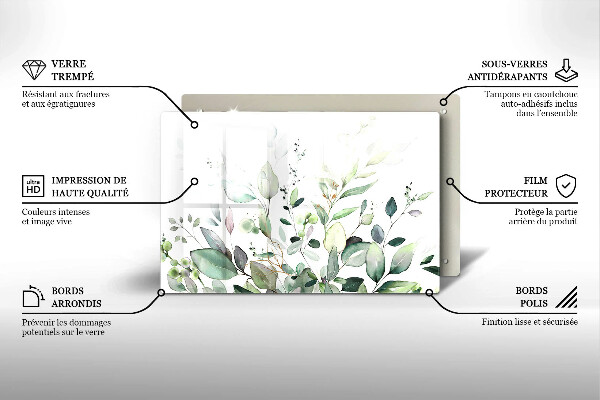 Protège plaque de cuisson Plantes aquarelles