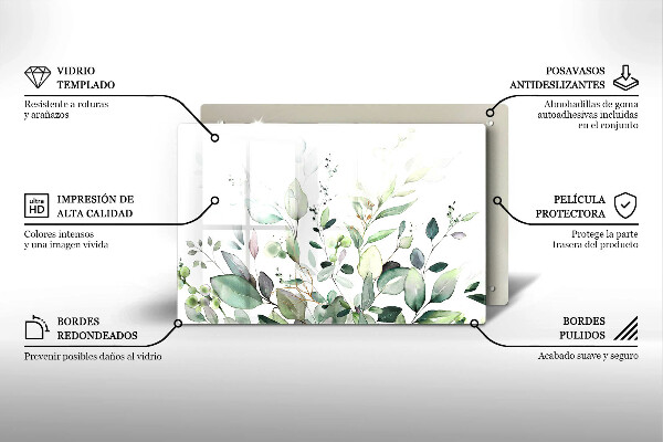 Protège plaque de cuisson Plantes aquarelles