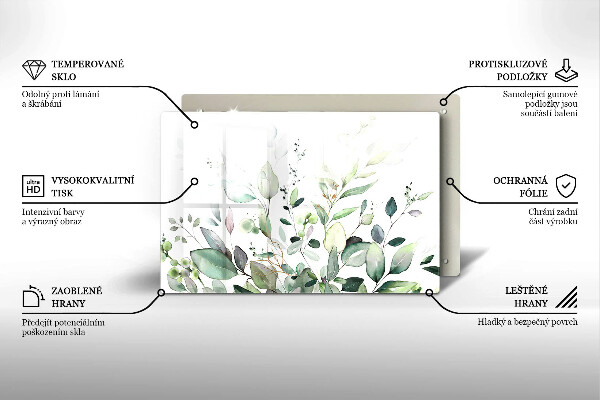 Protège plaque de cuisson Plantes aquarelles