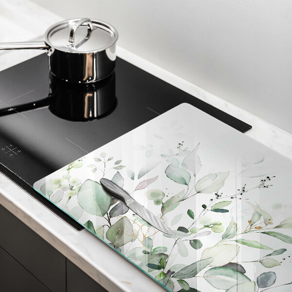 Protège plaque de cuisson Plantes aquarelles
