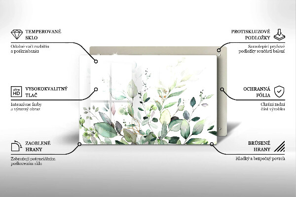 Protège plaque de cuisson Plantes aquarelles