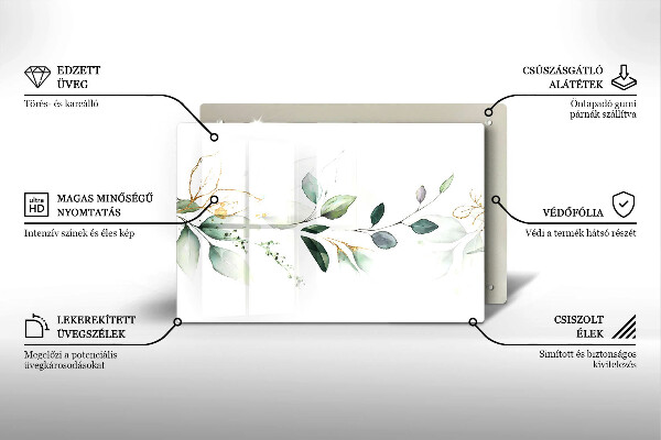 Protège plaque de cuisson Feuilles d'aquarelle