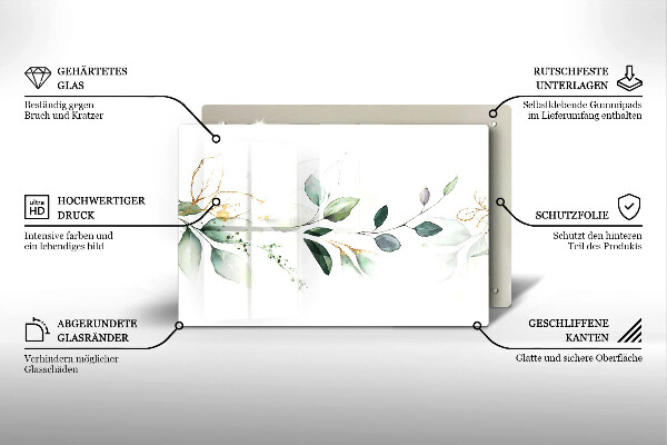 Protège plaque de cuisson Feuilles d'aquarelle