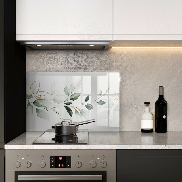 Protège plaque de cuisson Feuilles d'aquarelle