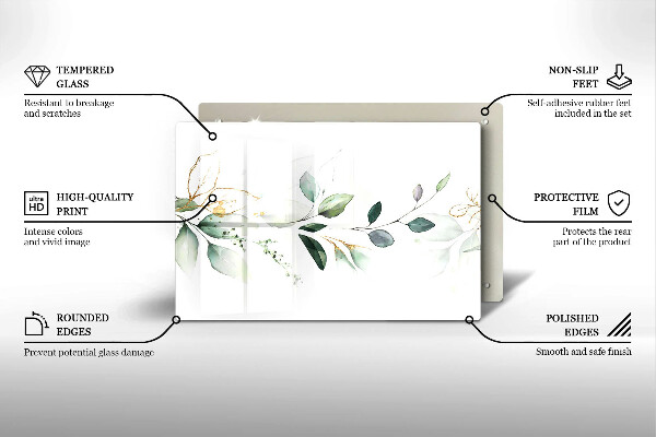 Protège plaque de cuisson Feuilles d'aquarelle