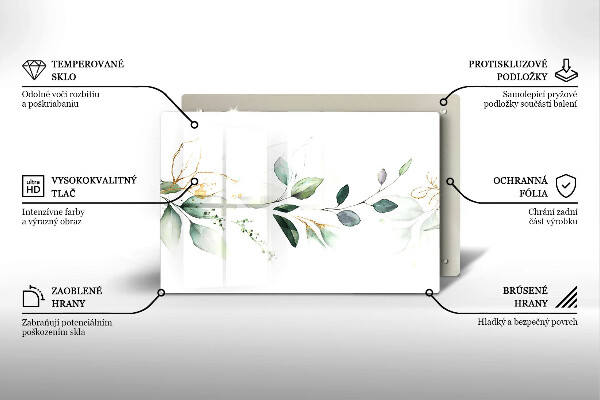 Protège plaque de cuisson Feuilles d'aquarelle