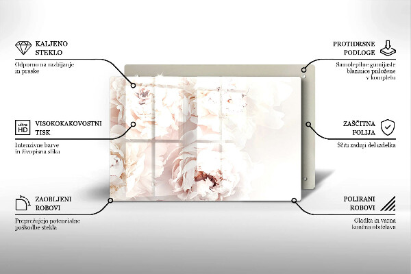 Protège plaque de cuisson Pivoines pastel