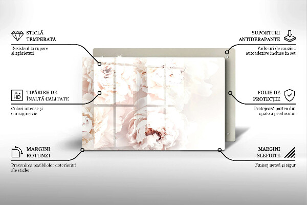 Protège plaque de cuisson Pivoines pastel