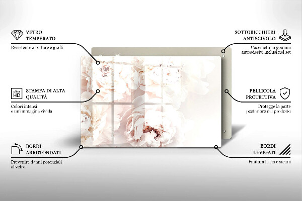 Protège plaque de cuisson Pivoines pastel