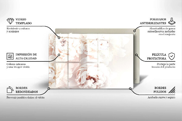 Protège plaque de cuisson Pivoines pastel