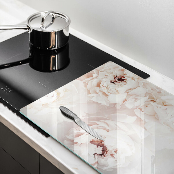 Protège plaque de cuisson Pivoines pastel