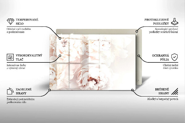 Protège plaque de cuisson Pivoines pastel