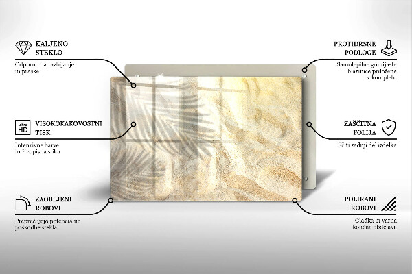 Protège plaque de cuisson Feuilles de palmier et sable