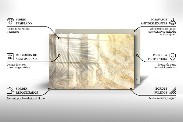 Protège plaque de cuisson Feuilles de palmier et sable