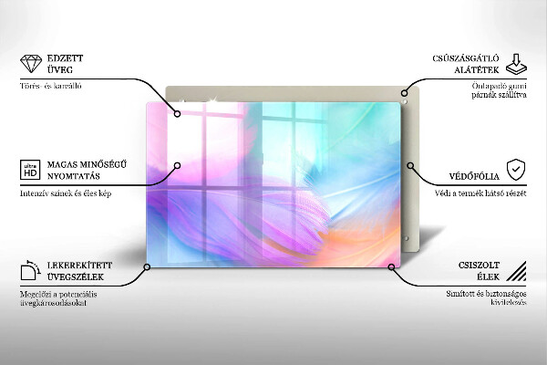 Protège plaque de cuisson Plumes pastels