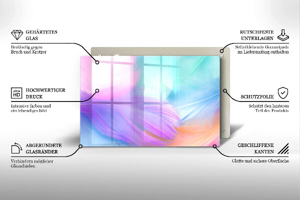 Protège plaque de cuisson Plumes pastels