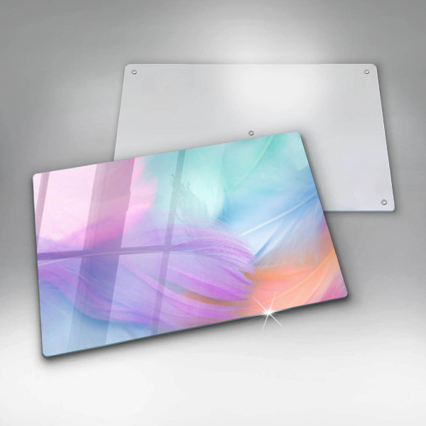 Protège plaque de cuisson Plumes pastels