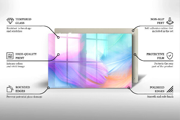 Protège plaque de cuisson Plumes pastels
