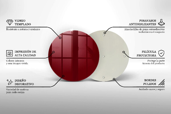 Planche à découper en verre couleur bordeaux