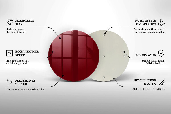 Planche à découper en verre couleur bordeaux