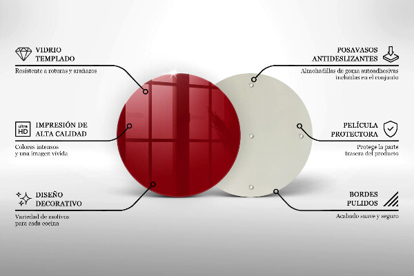 Planche à découper en verre couleur rouge