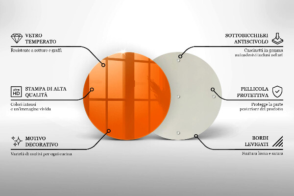 Planche à découper en verre couleur orange