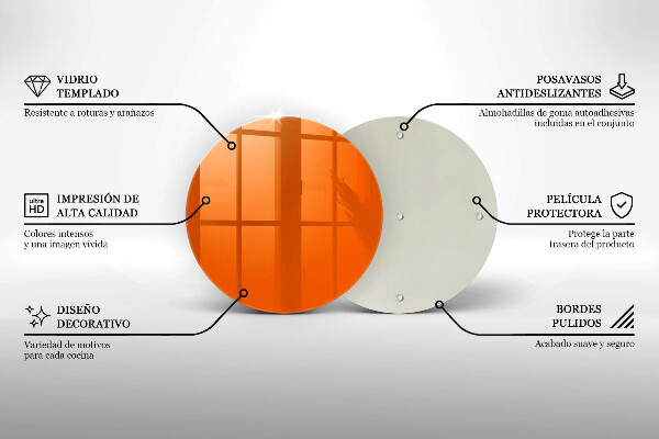 Planche à découper en verre couleur orange