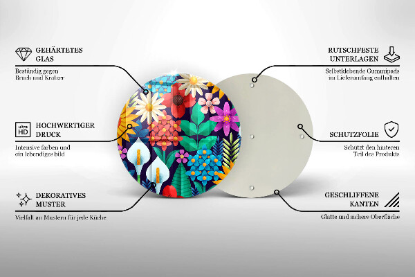 Protection plaque induction Illustration de prairie de fleurs