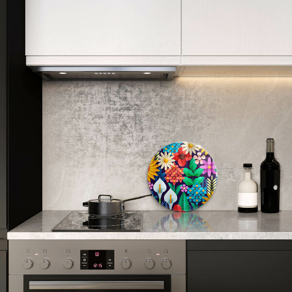 Protection plaque induction Illustration de prairie de fleurs