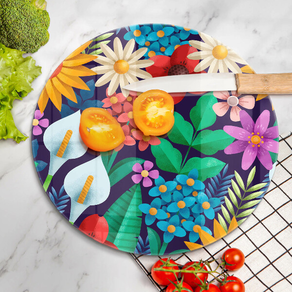 Protection plaque induction Illustration de prairie de fleurs