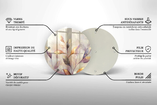 Protection plaque induction Feuilles de bohème peintes