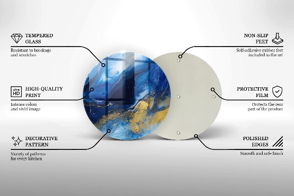 Protection plaque induction Marbre bleu et or