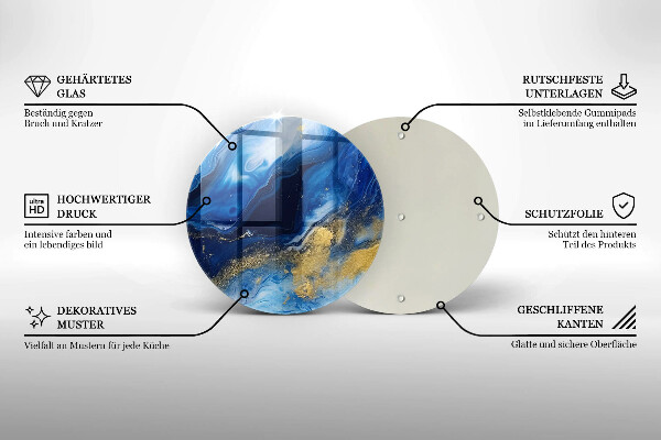 Protection plaque induction Marbre bleu et or