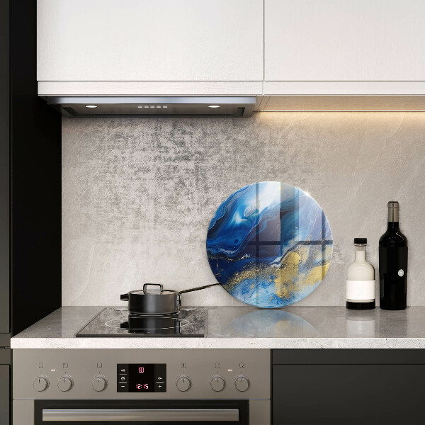 Protection plaque induction Marbre bleu et or