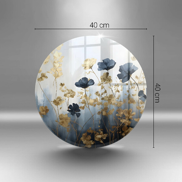 Protection plaque induction Fleurs bleues et dorées