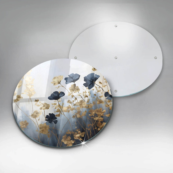 Protection plaque induction Fleurs bleues et dorées