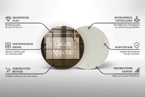 Protection plaque induction Inscription Guten Apetit sur les tableaux